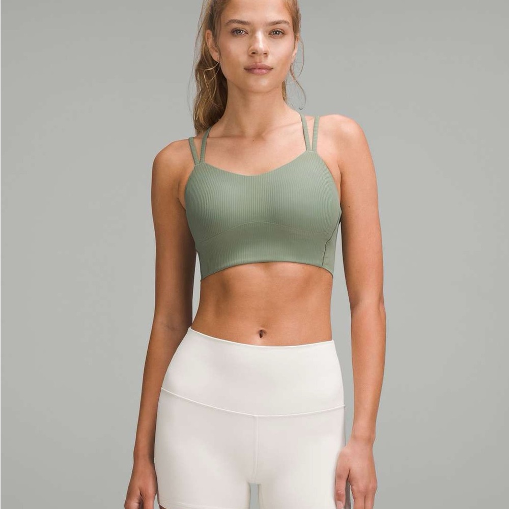 NWT Lululemon‎ Olive Green Like a Cloud Ribbed Longline Sports Bra Sz 12